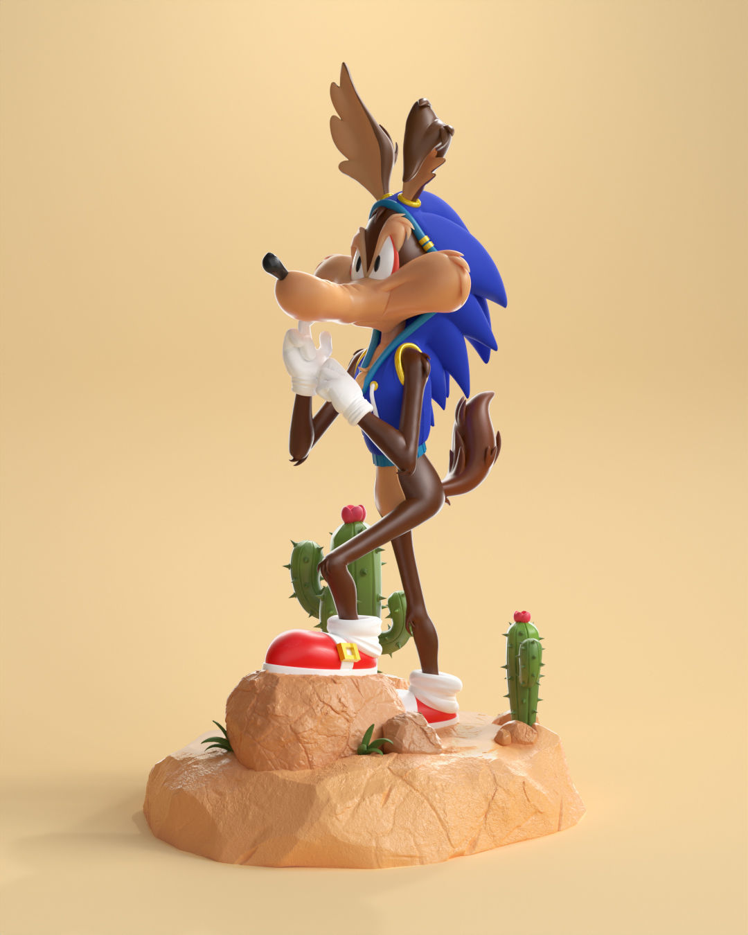Wile e Coyote with the Sonic suit 3D print model_1