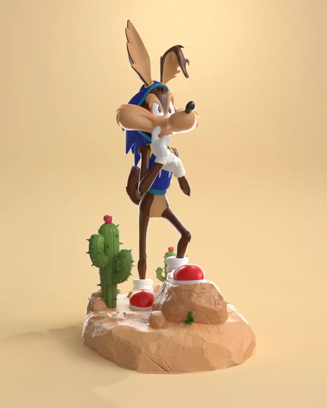 Wile e Coyote with the Sonic suit 3D print model_0