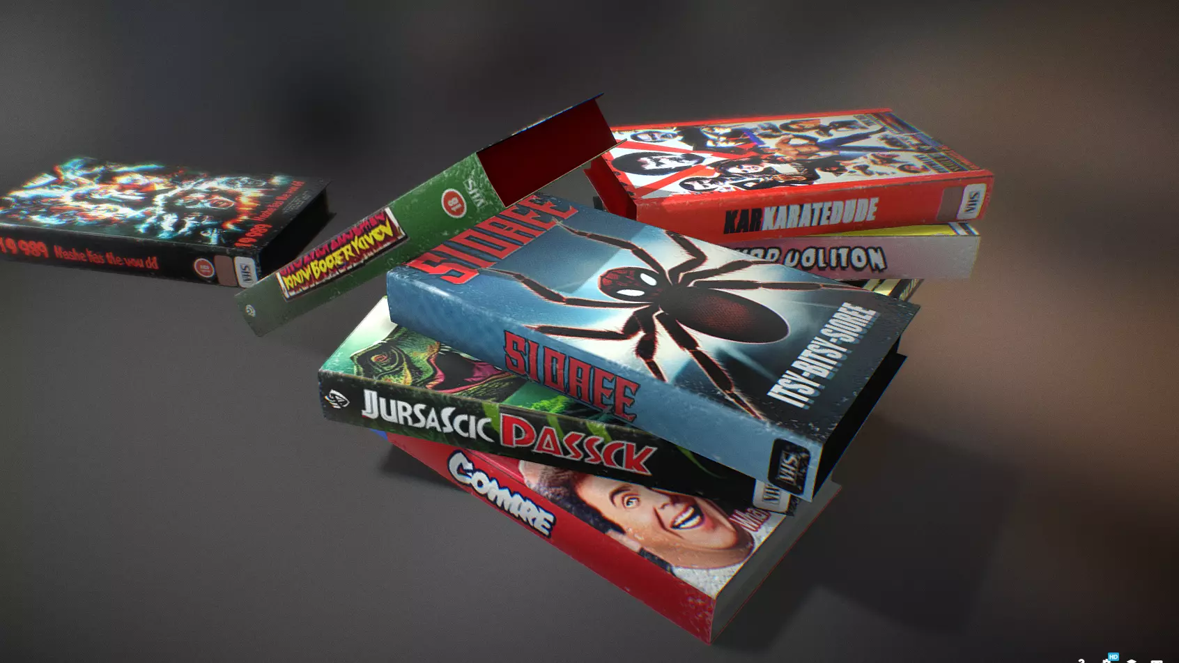 Lowpoly AI generated VHS blockbusters Free low-poly 3D model