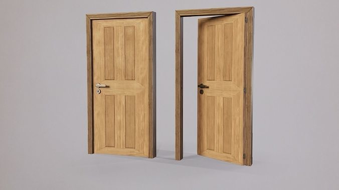 Wooden door Low-poly 3D model