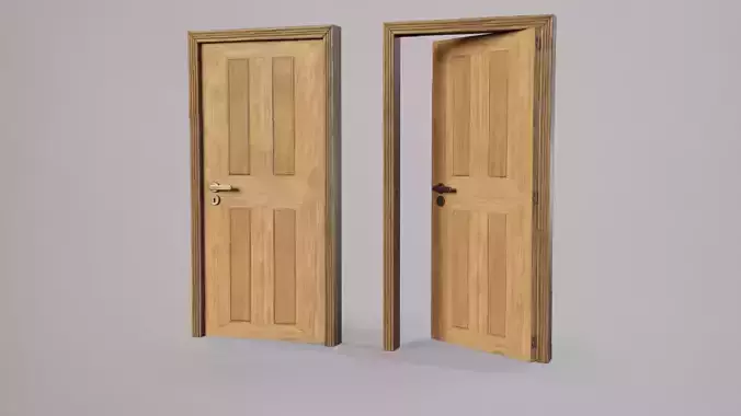 Wooden door Low-poly 3D model