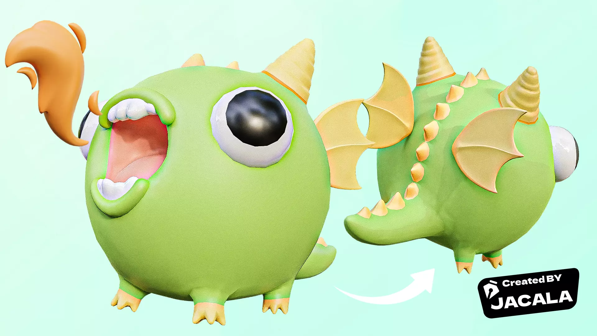 Cartoon Dragon Rig 3D model Low-poly 3D model Low-poly 3D model_0