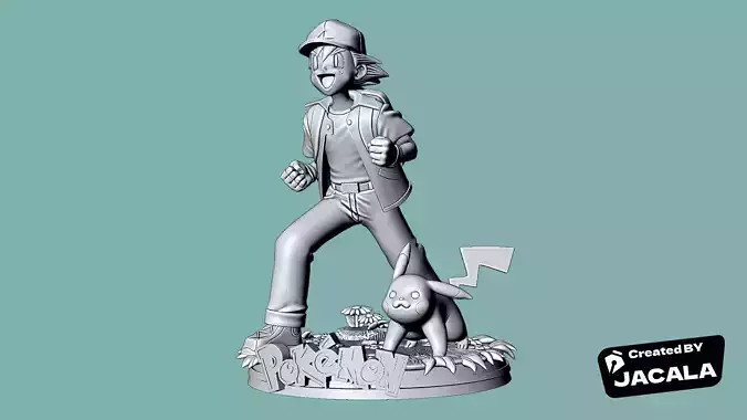 Ash Ketchum Pikachu for 3D Printing 