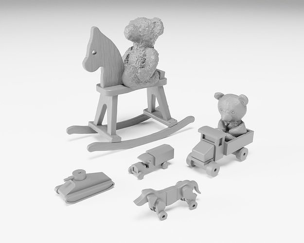 Toys pack - Teddy bears and wooden toys 1-35 3D print model