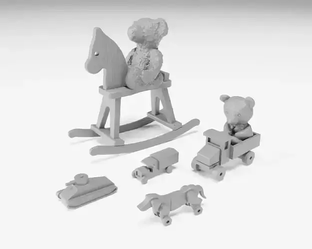 Toys pack - Teddy bears and wooden toys 1-35 3D print model