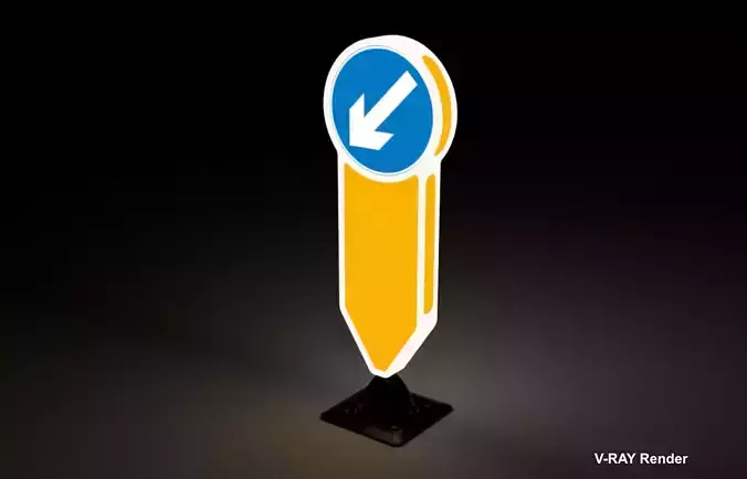 Traffic Island Bollard - Retroflective SR Low-poly 3D model