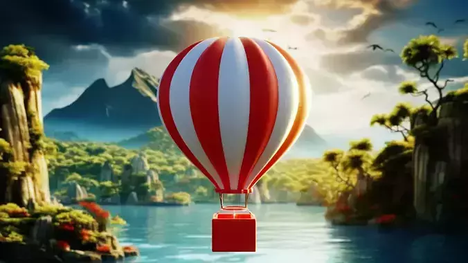 Fantasy Hot Air Balloon - Game and Cinematic 3D Model