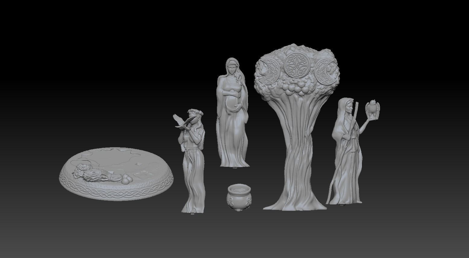 Celtic Triple Goddess Mother Elder and Maiden 3D print model_5