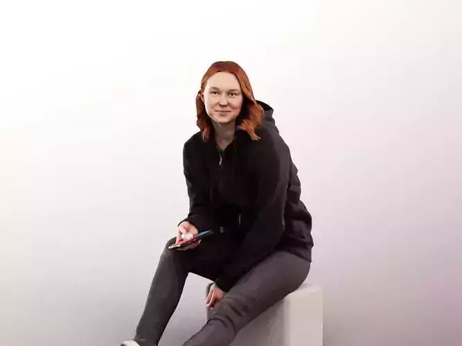 Adriana 14121 - Sitting Casual Girl With Phone