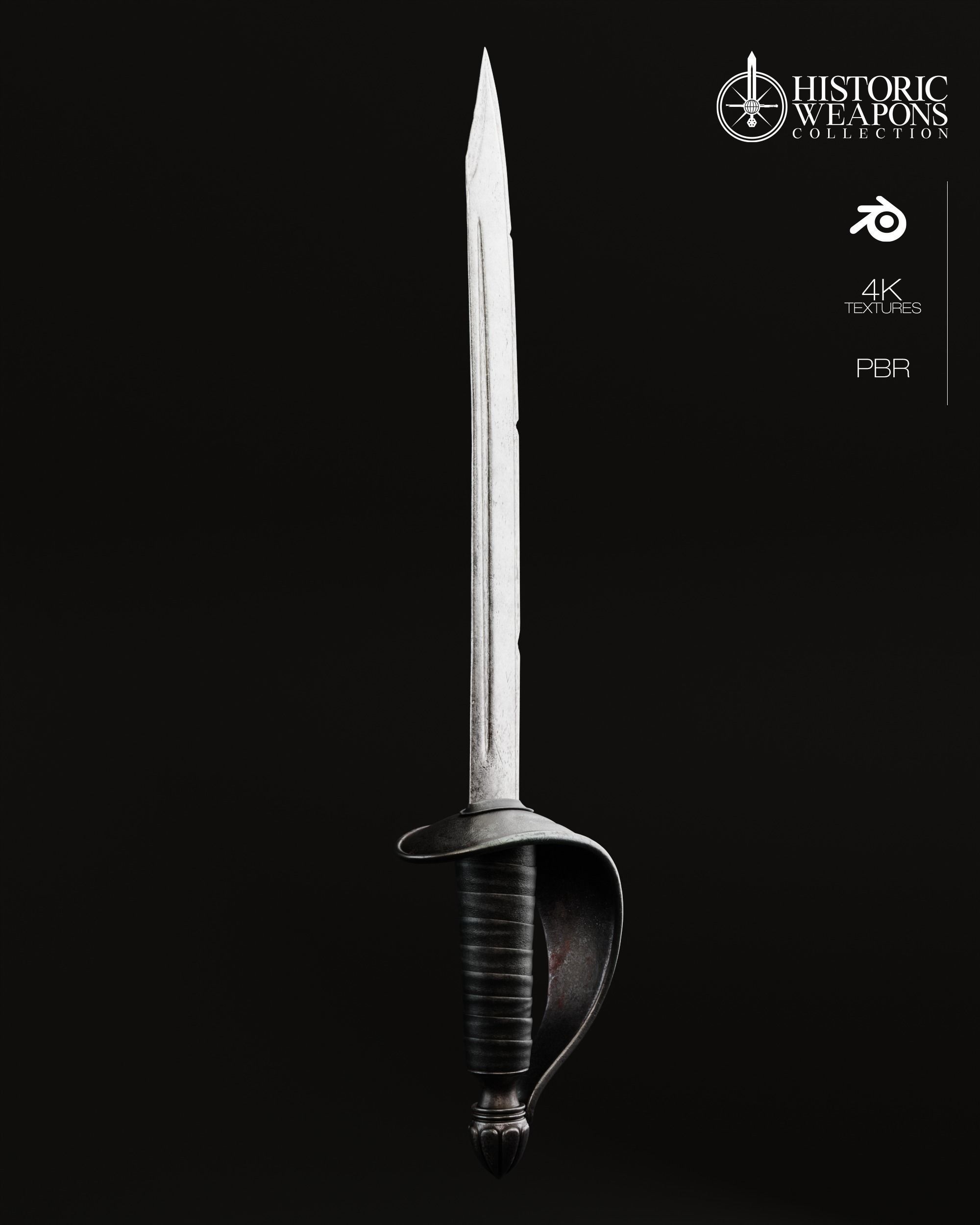 17th Century Boucan Knife Pirate Sword 3D model_4