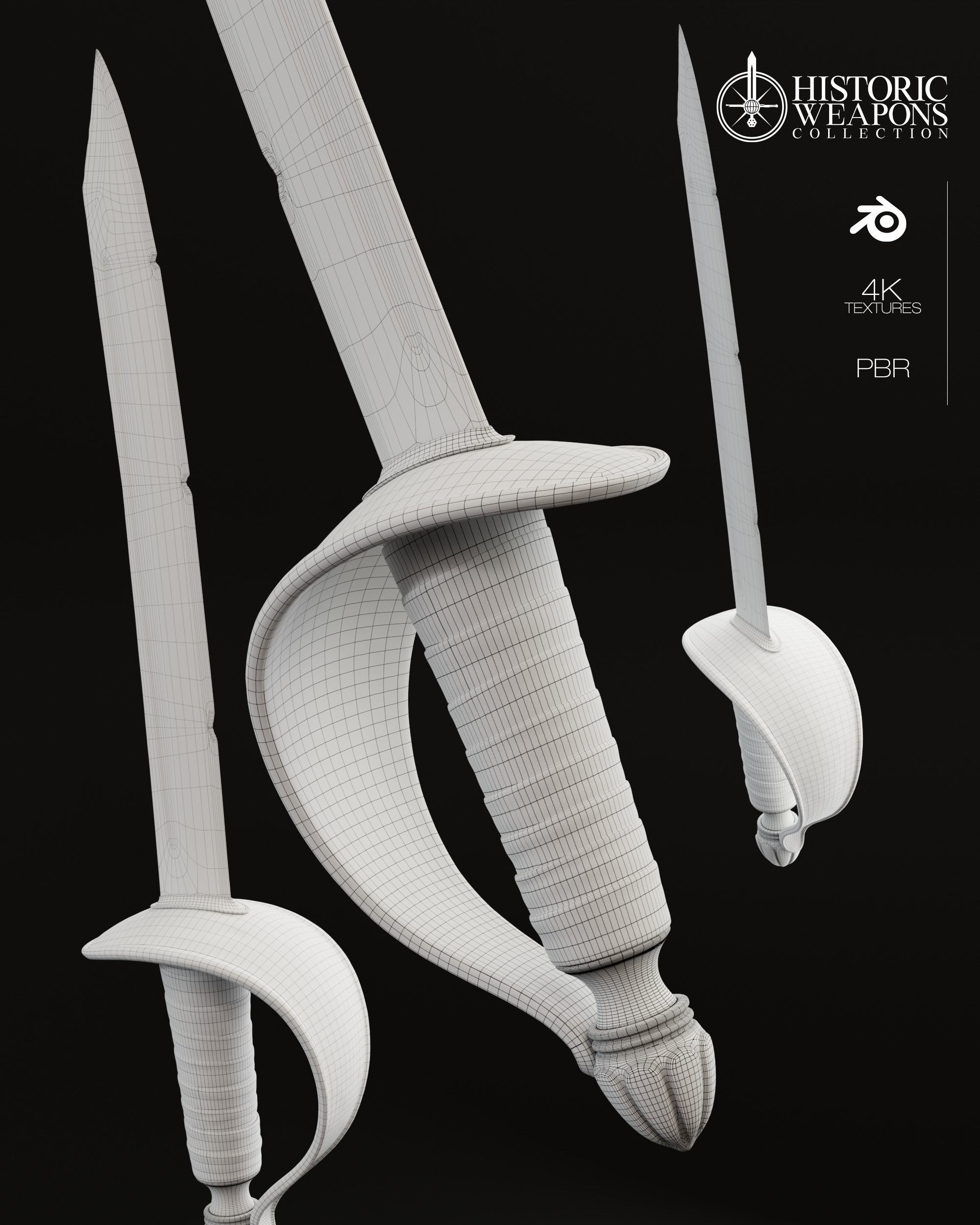 17th Century Boucan Knife Pirate Sword 3D model_8