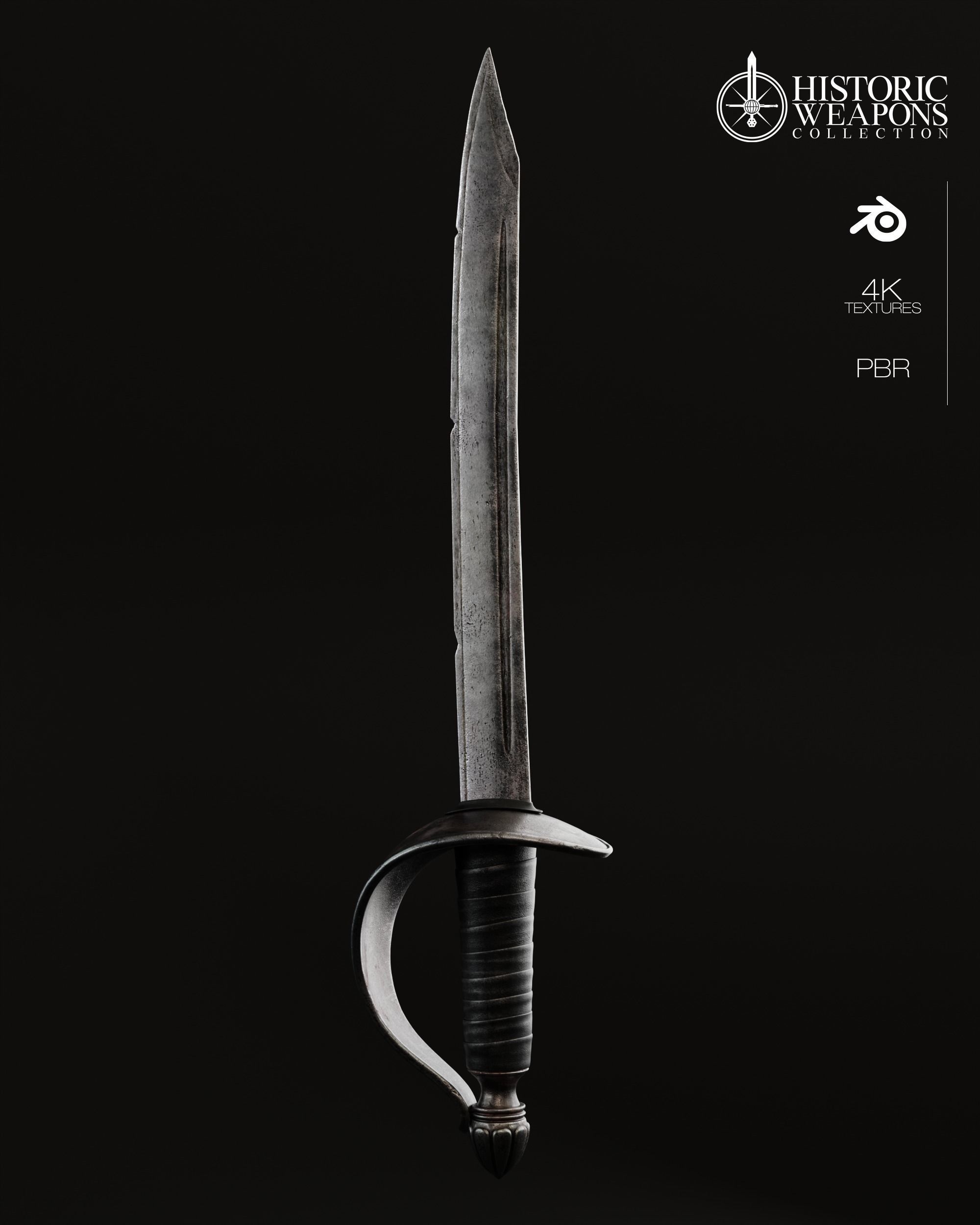 17th Century Boucan Knife Pirate Sword 3D model_5