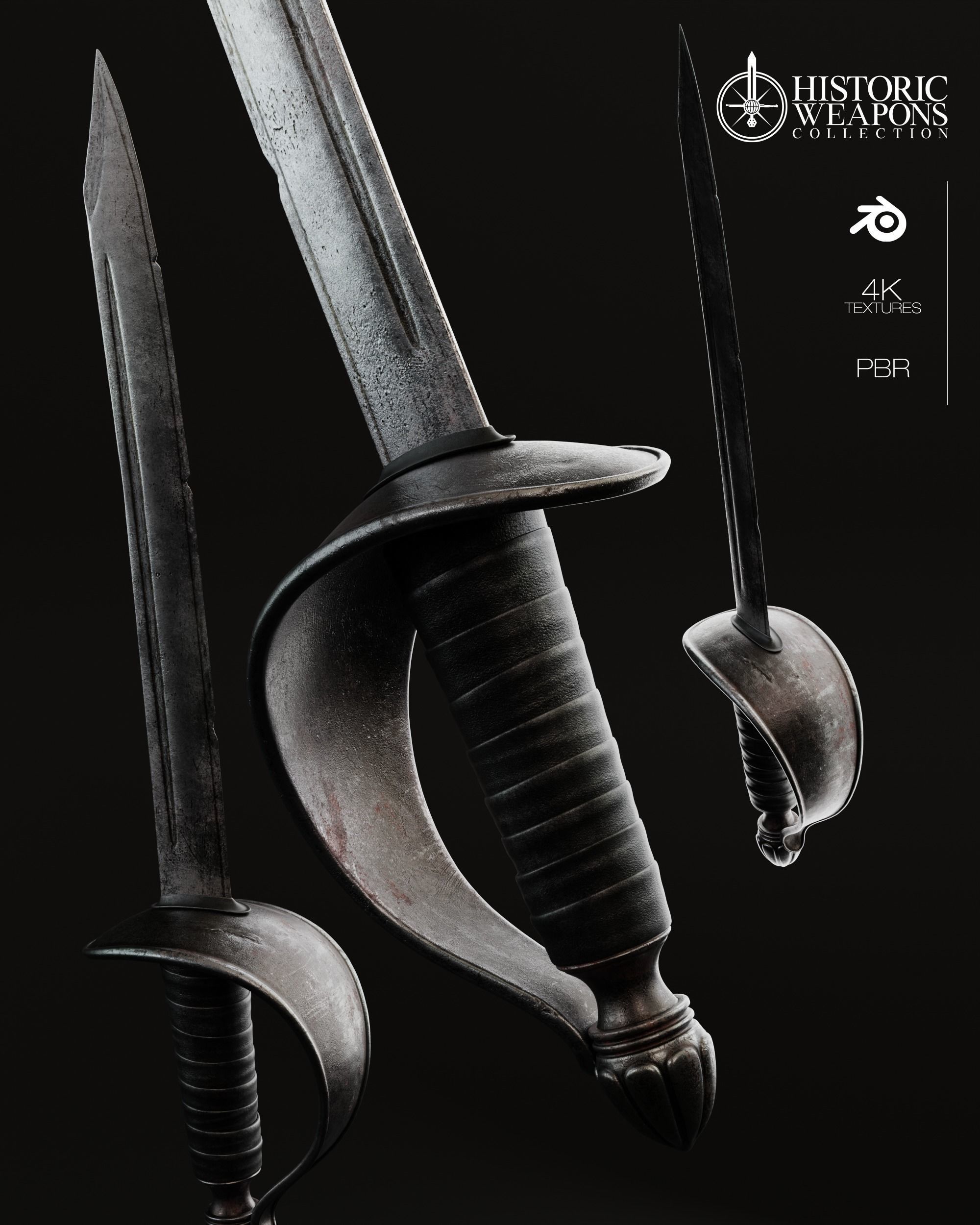 17th Century Boucan Knife Pirate Sword 3D model_1