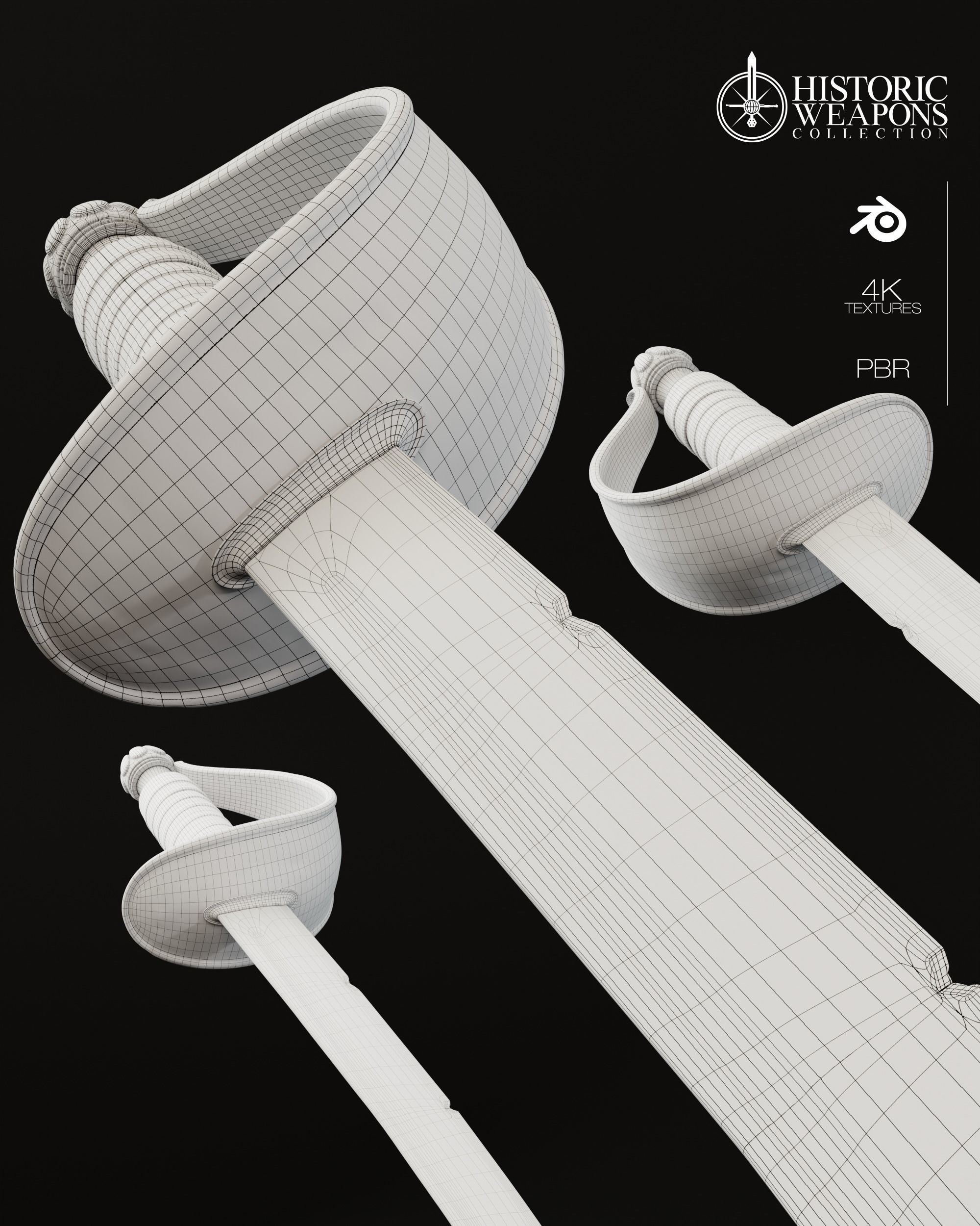 17th Century Boucan Knife Pirate Sword 3D model_9