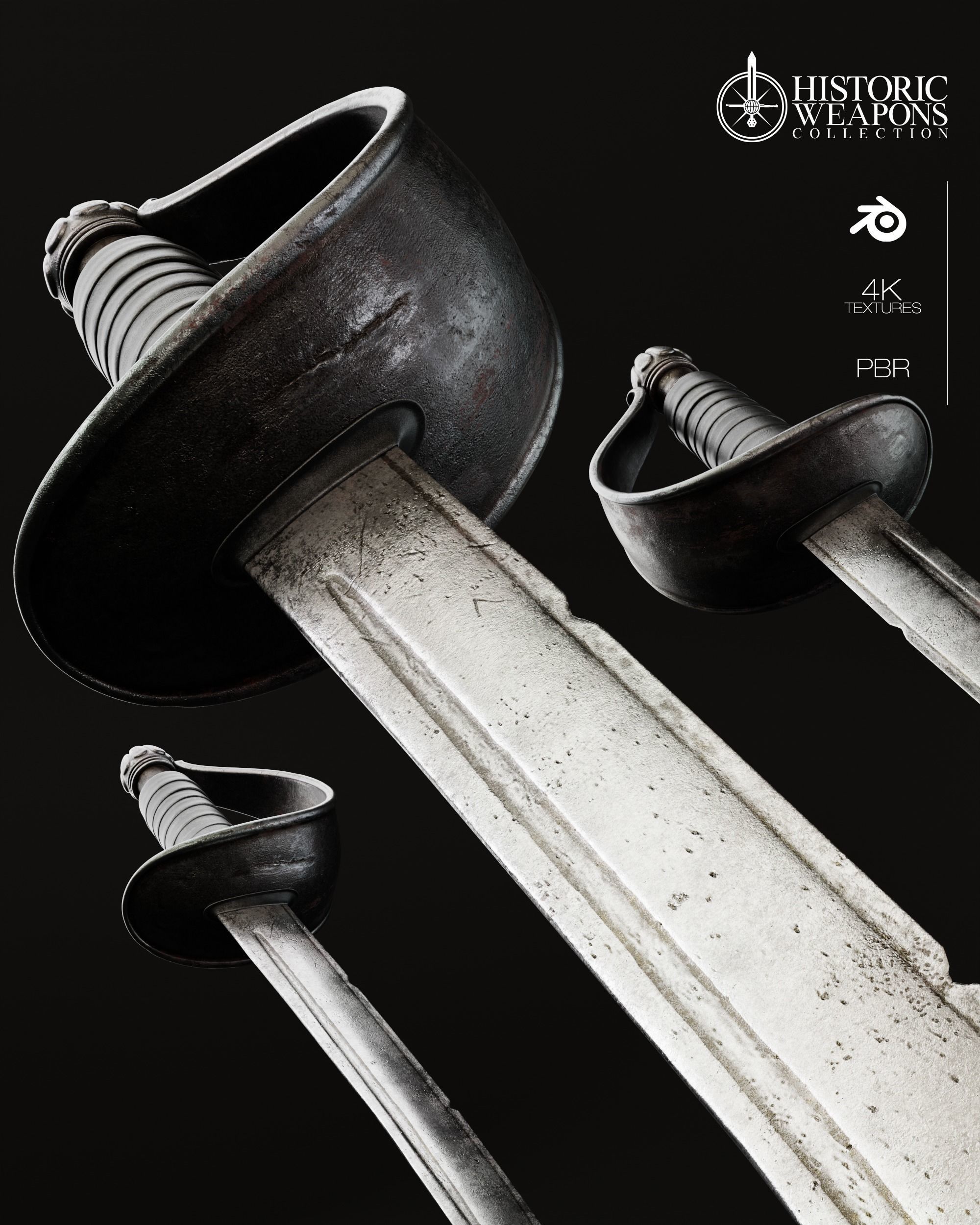 17th Century Boucan Knife Pirate Sword 3D model_2