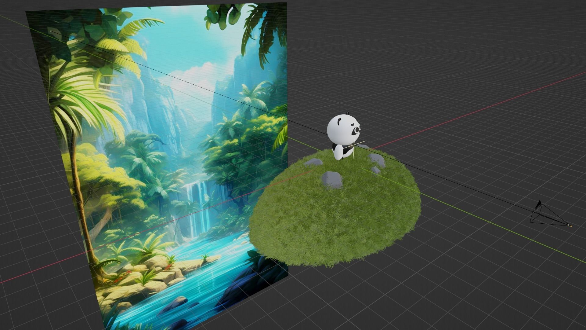 Stylized Panda Character on Grassy Hill - 3D Model 3D model_9