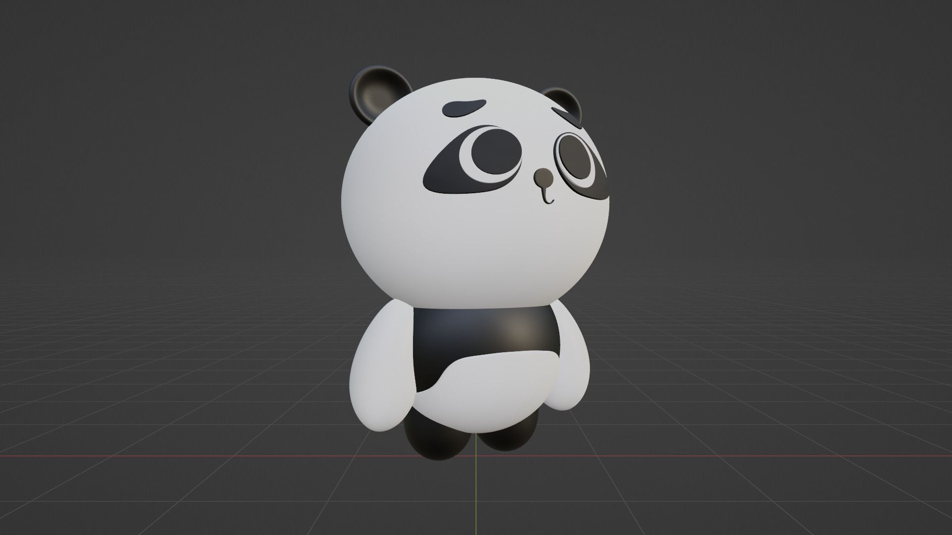 Stylized Panda Character on Grassy Hill - 3D Model 3D model_5