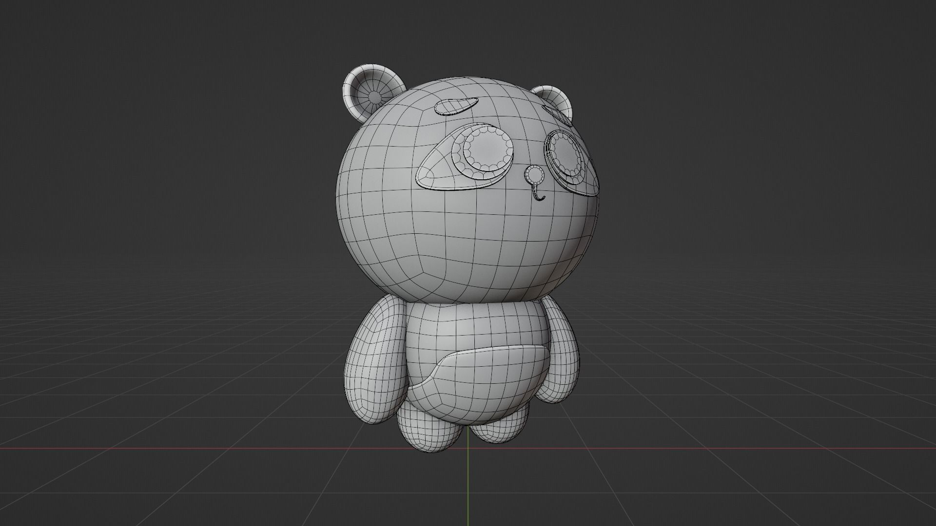 Stylized Panda Character on Grassy Hill - 3D Model 3D model_3