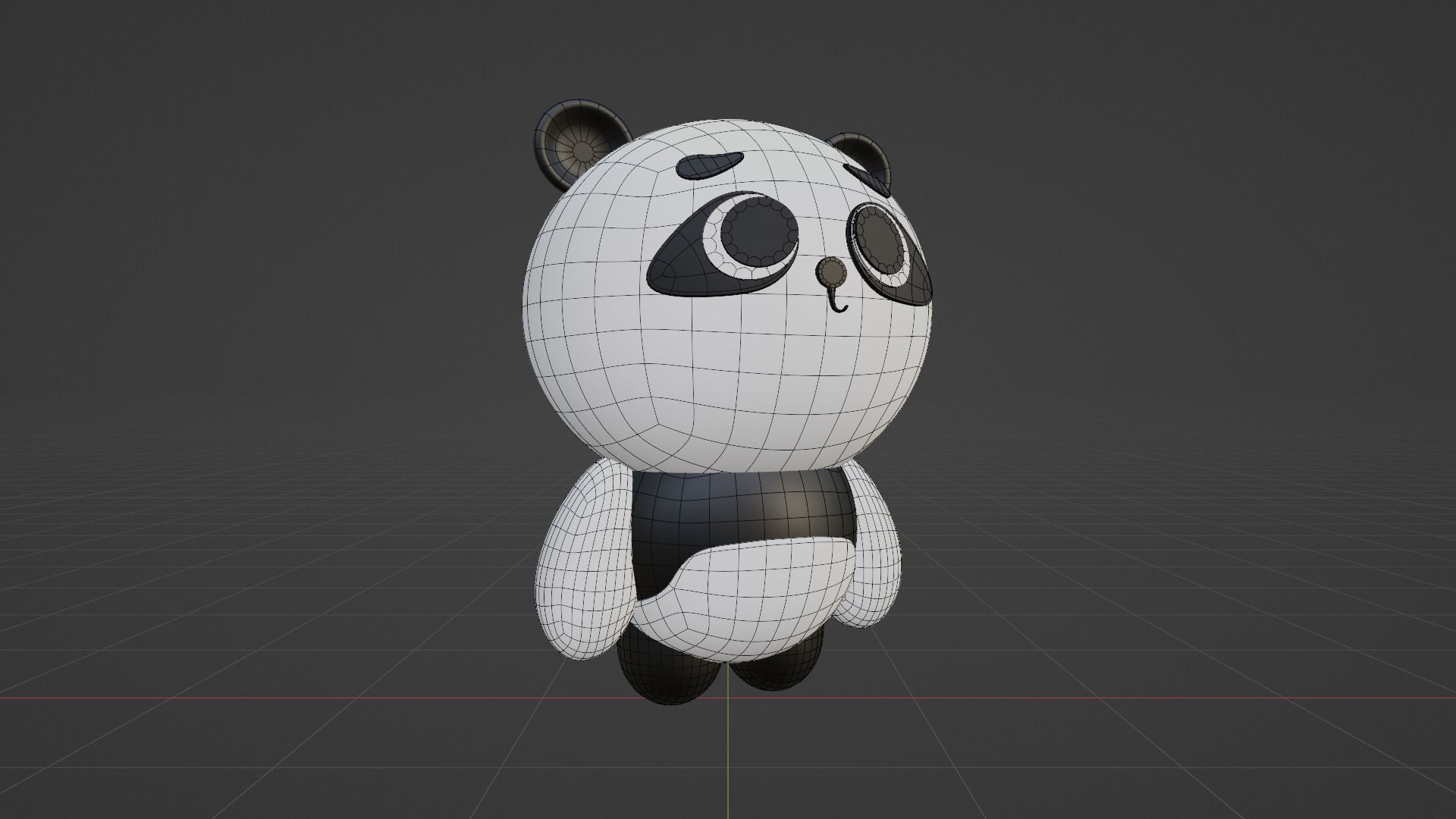 Stylized Panda Character on Grassy Hill - 3D Model 3D model_4