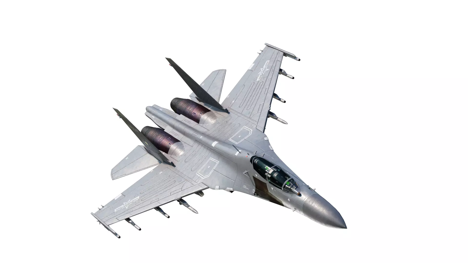 PBR Chinese Shenyang J-16 multirole fighter J16 Flanker Low-poly 3D model_0