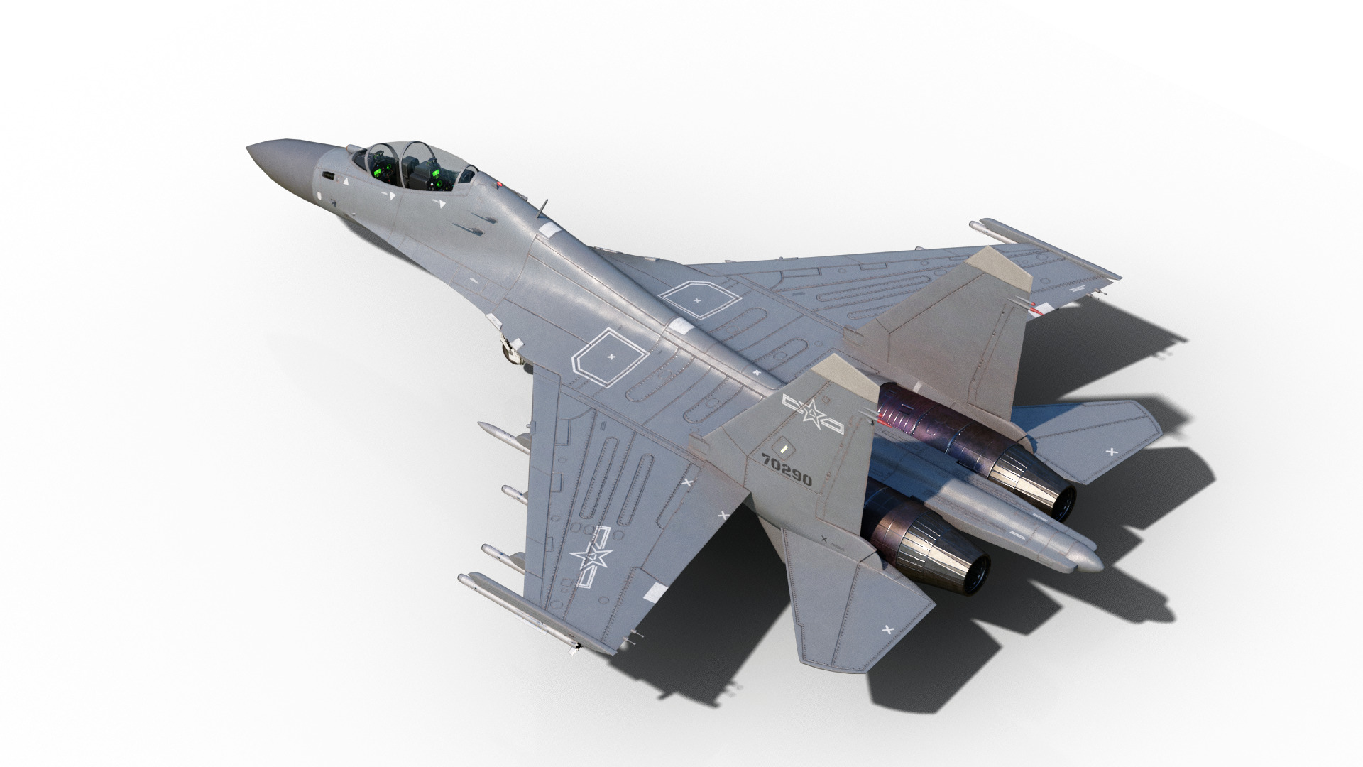PBR Chinese Shenyang J-16 multirole fighter J16 Flanker Low-poly 3D model_3