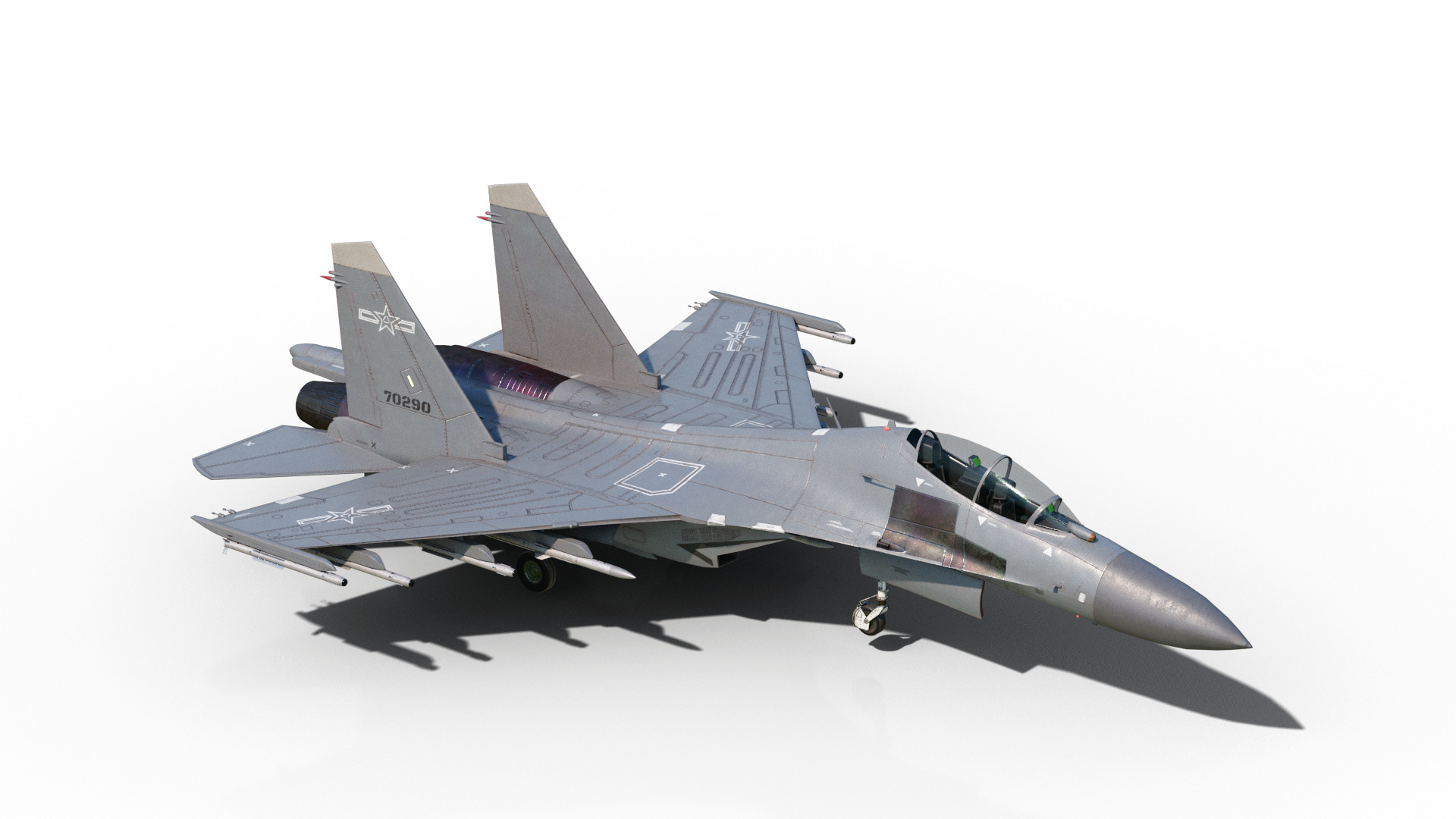 PBR Chinese Shenyang J-16 multirole fighter J16 Flanker Low-poly 3D model_2