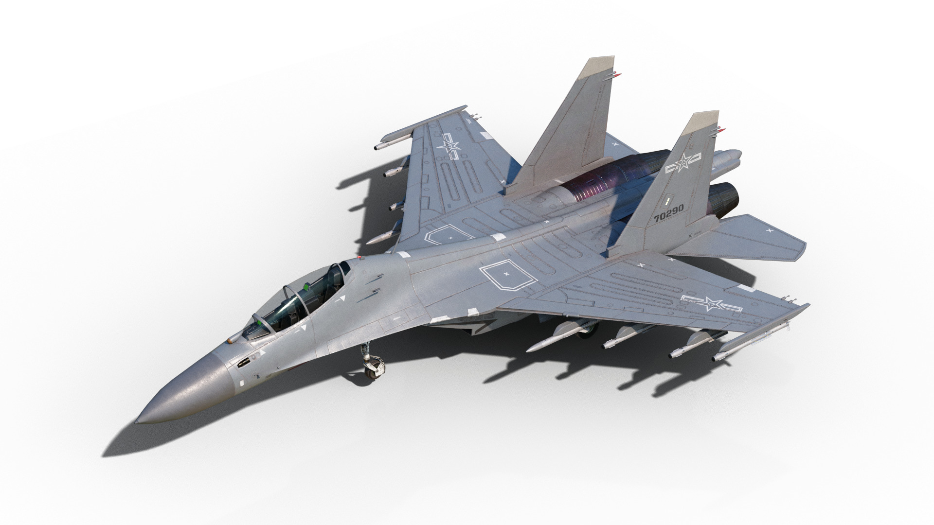 PBR Chinese Shenyang J-16 multirole fighter J16 Flanker Low-poly 3D model_4