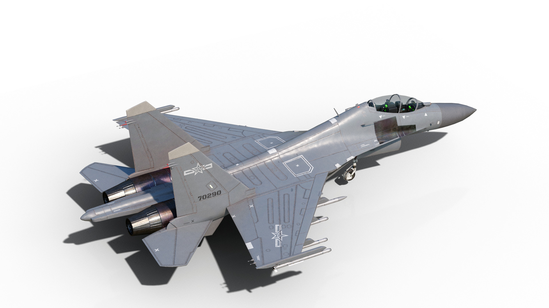PBR Chinese Shenyang J-16 multirole fighter J16 Flanker Low-poly 3D model_1