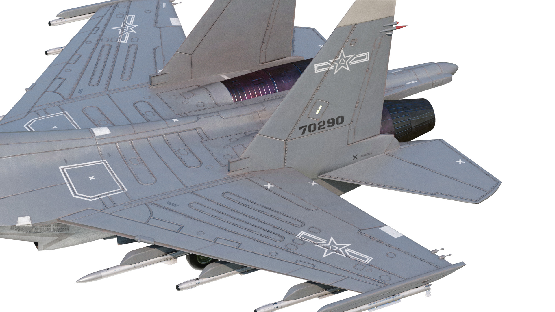 PBR Chinese Shenyang J-16 multirole fighter J16 Flanker Low-poly 3D model_8