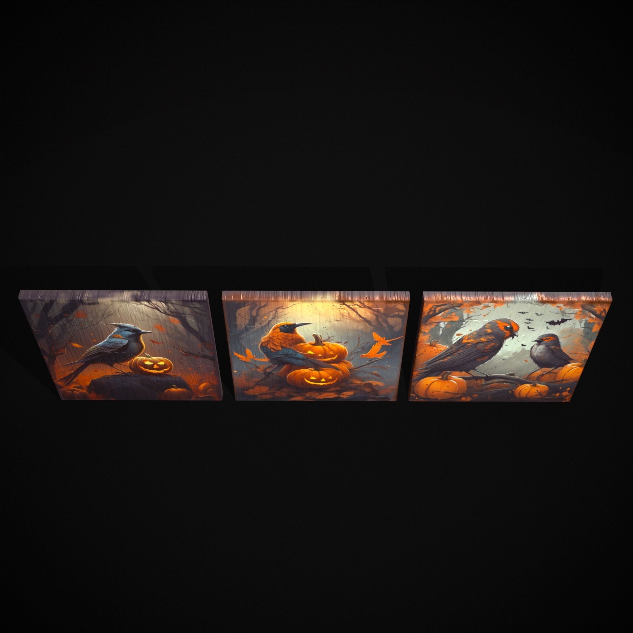 Halloween Bird Paintings Pack Three 3D Model Collection_23