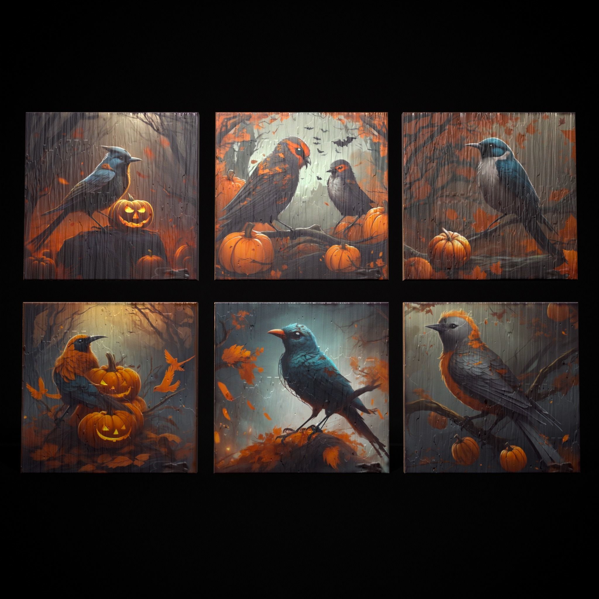 Halloween Bird Paintings Pack Three 3D Model Collection_10