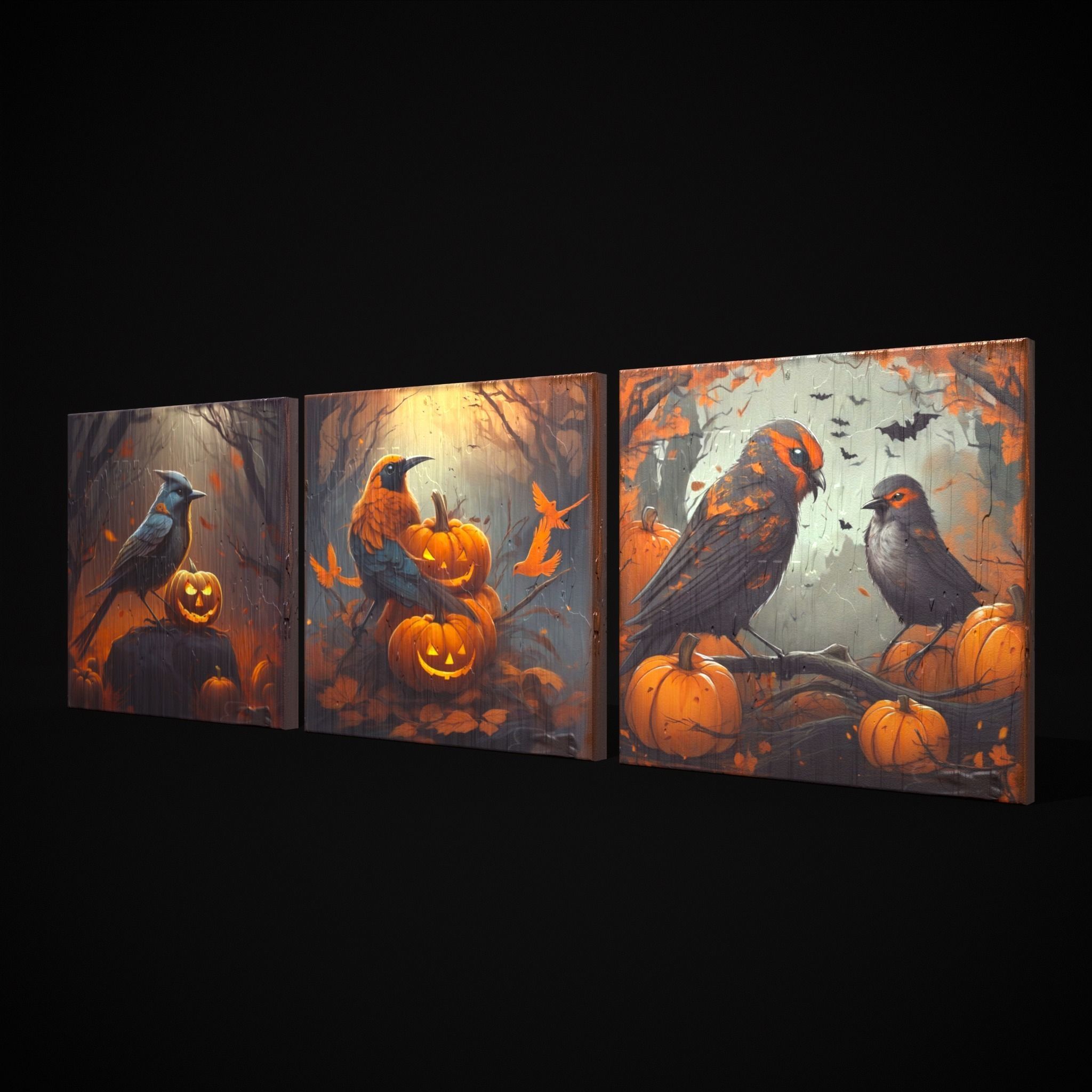 Halloween Bird Paintings Pack Three 3D Model Collection_24