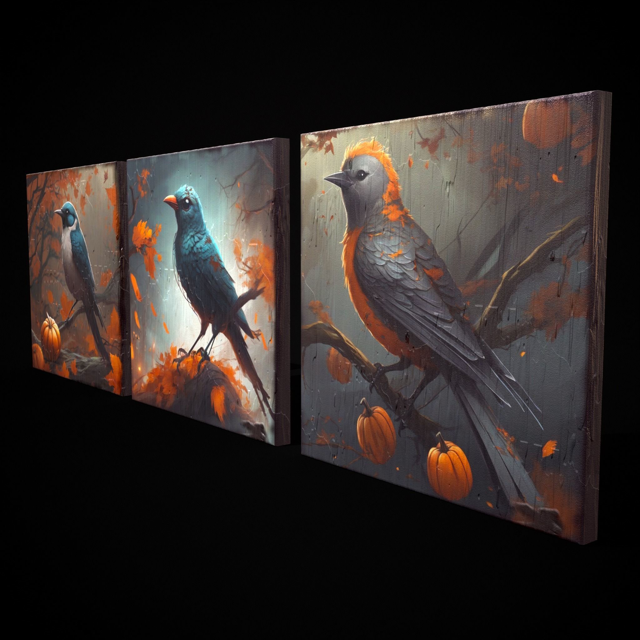 Halloween Bird Paintings Pack Three 3D Model Collection_20