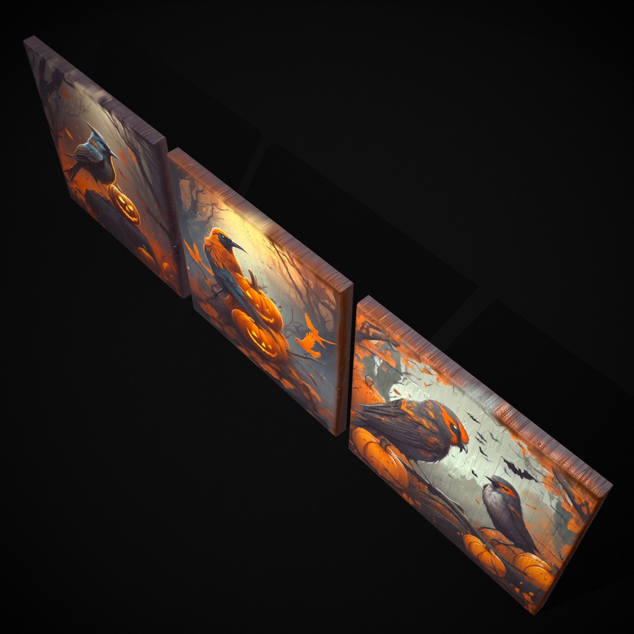 Halloween Bird Paintings Pack Three 3D Model Collection_28