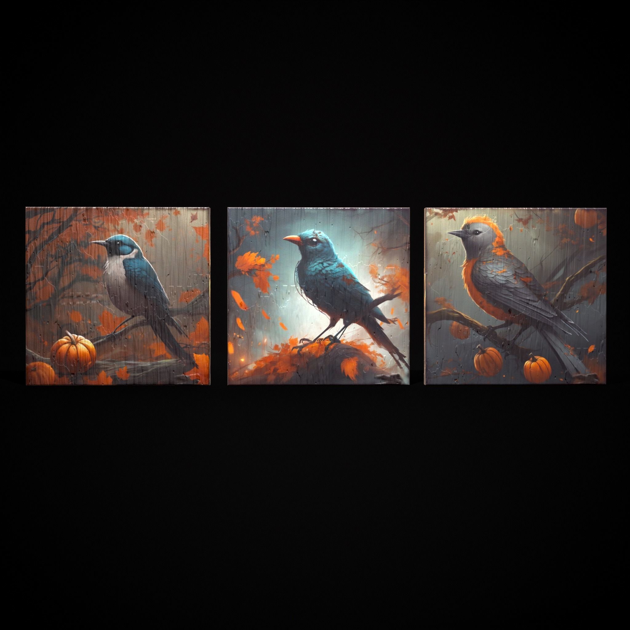 Halloween Bird Paintings Pack Three 3D Model Collection_18