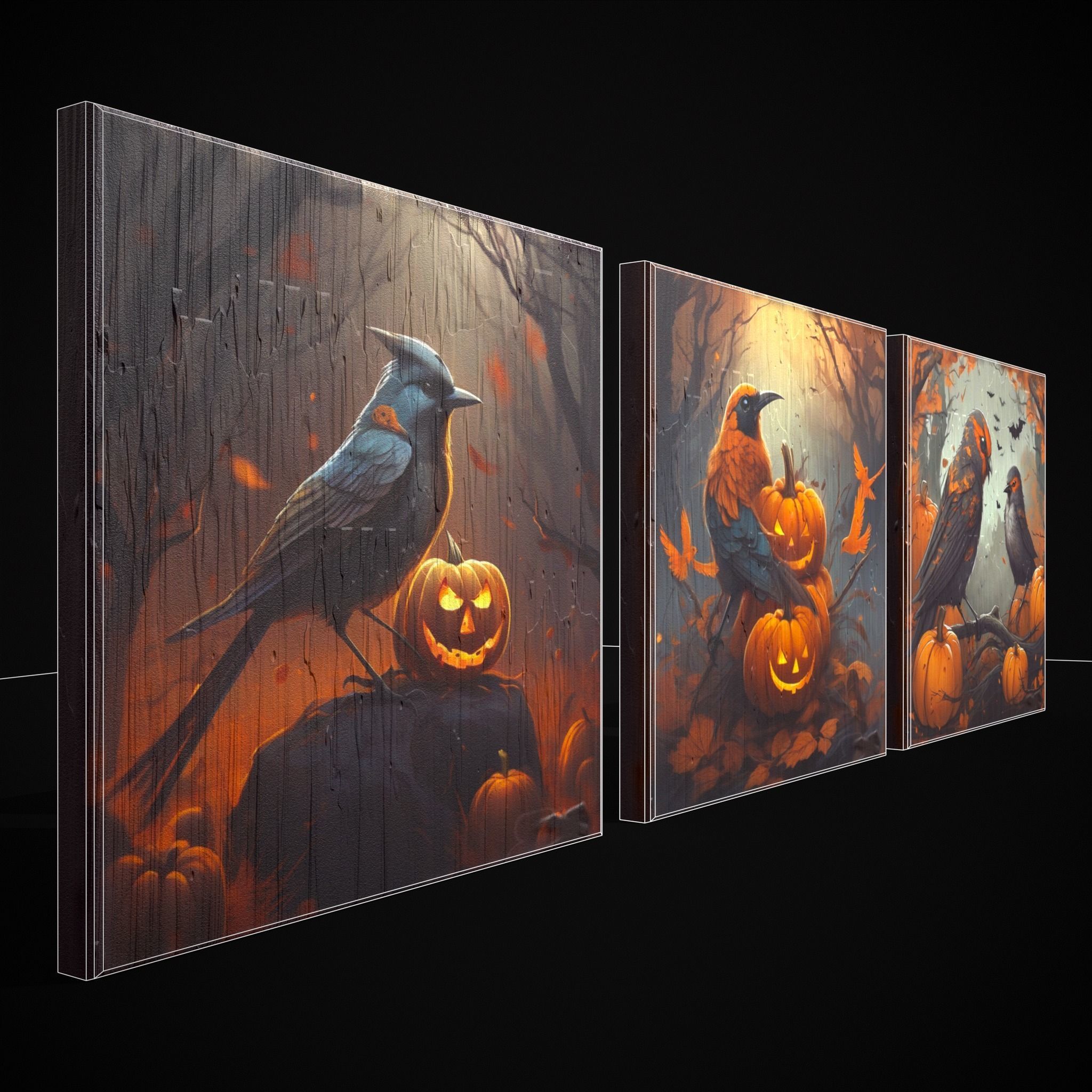 Halloween Bird Paintings Pack Three 3D Model Collection_27