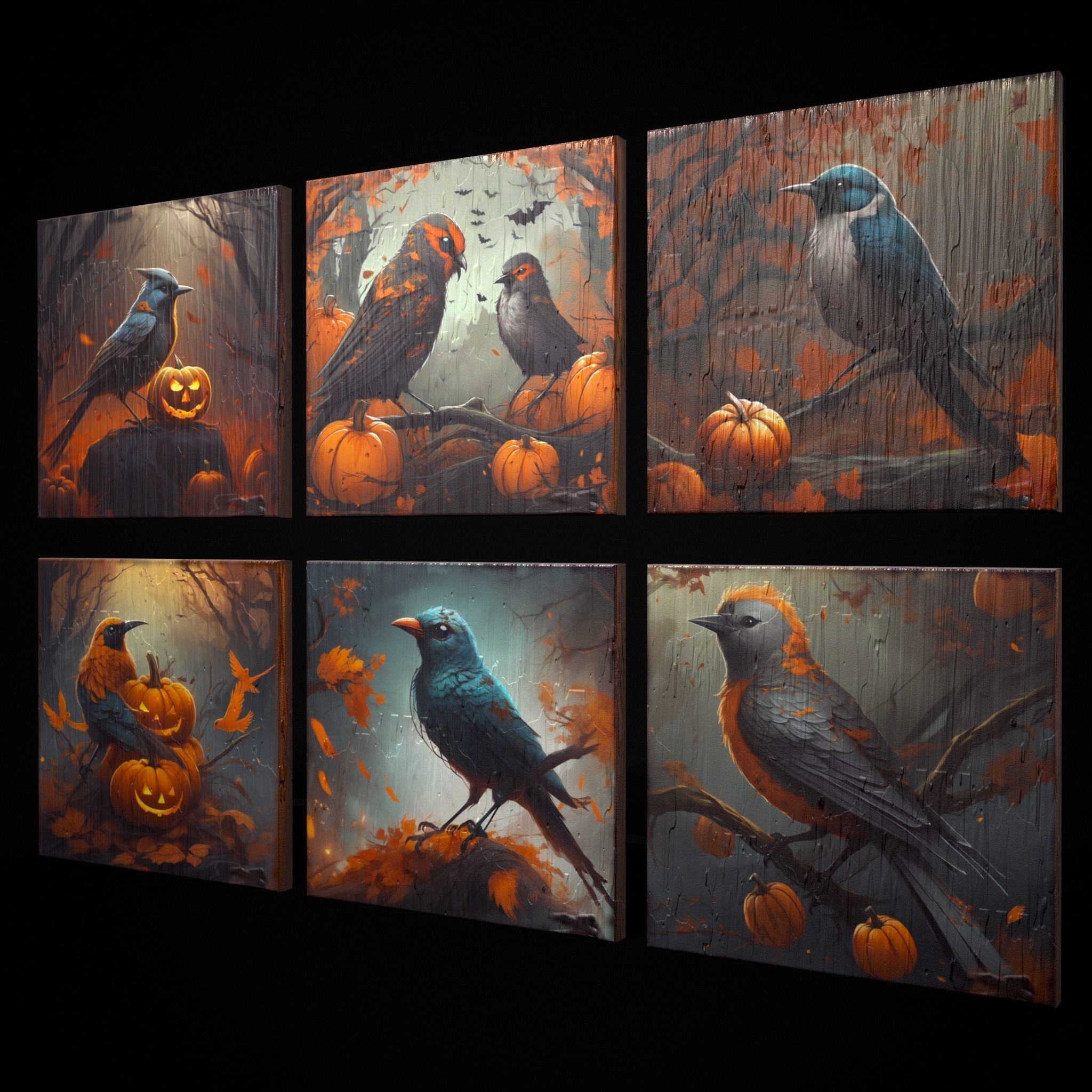 Halloween Bird Paintings Pack Three 3D Model Collection_31