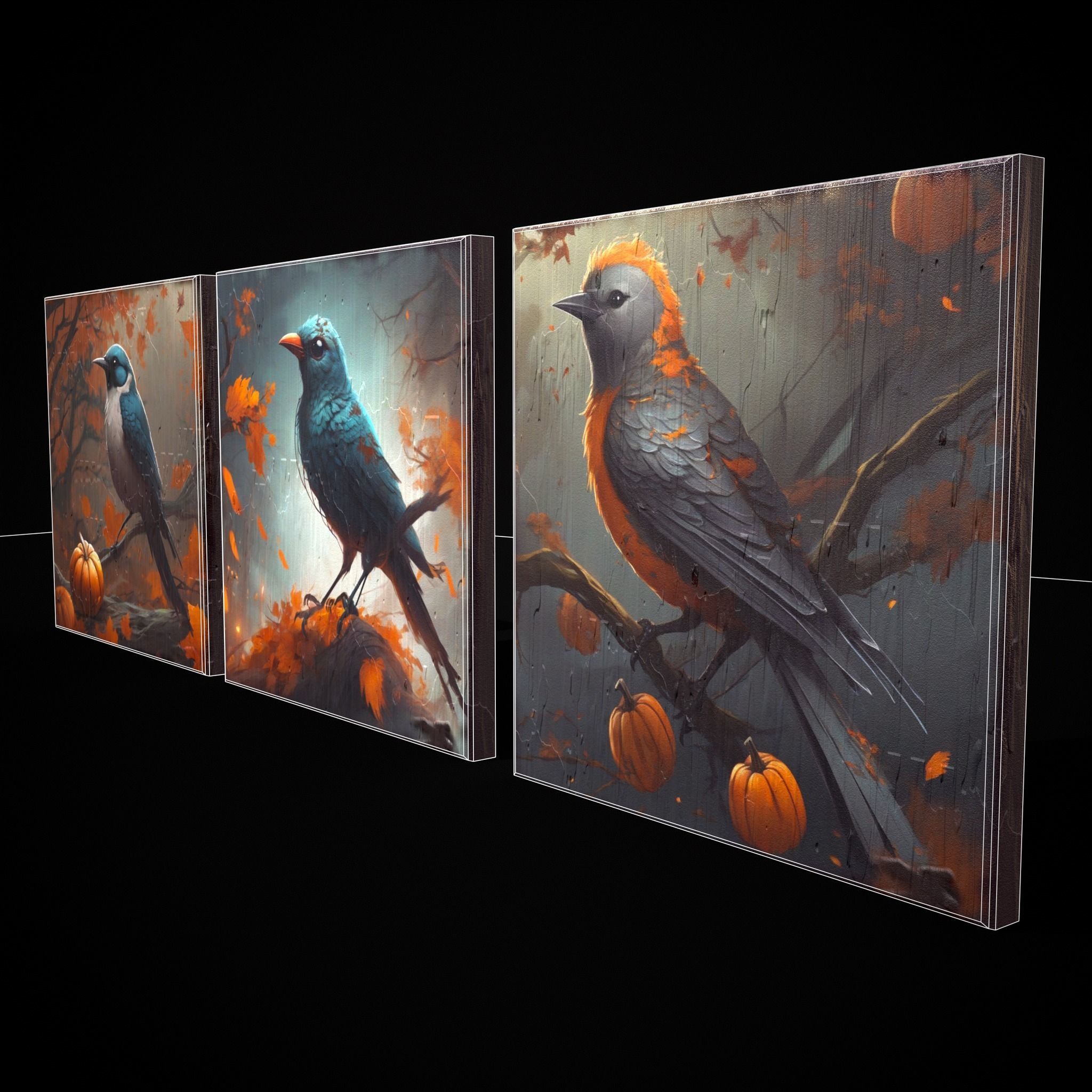 Halloween Bird Paintings Pack Three 3D Model Collection_21