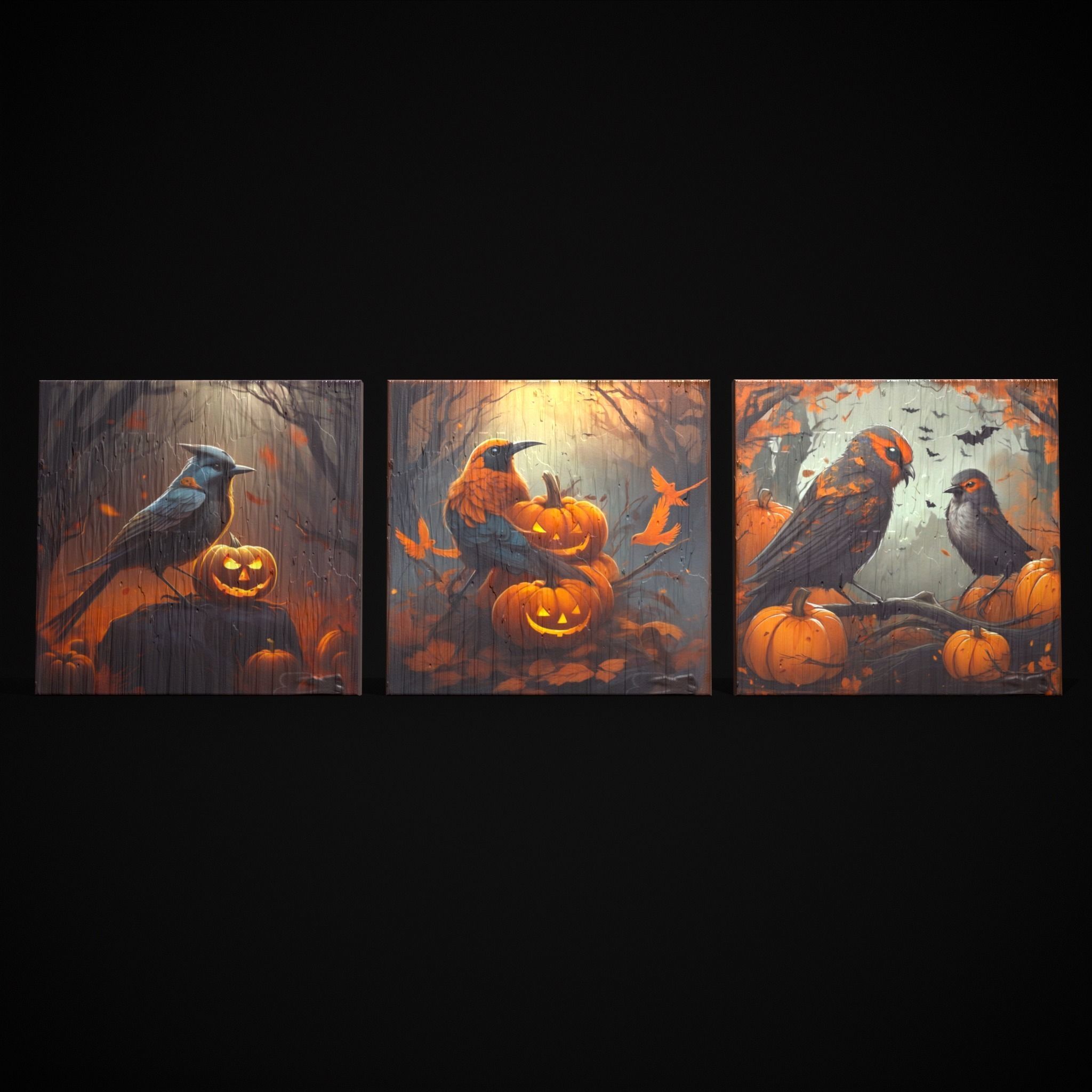 Halloween Bird Paintings Pack Three 3D Model Collection_22