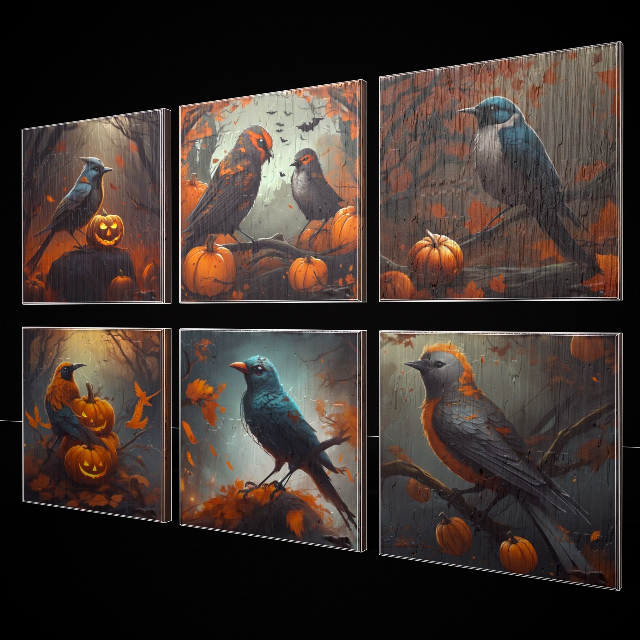 Halloween Bird Paintings Pack Three 3D Model Collection_7