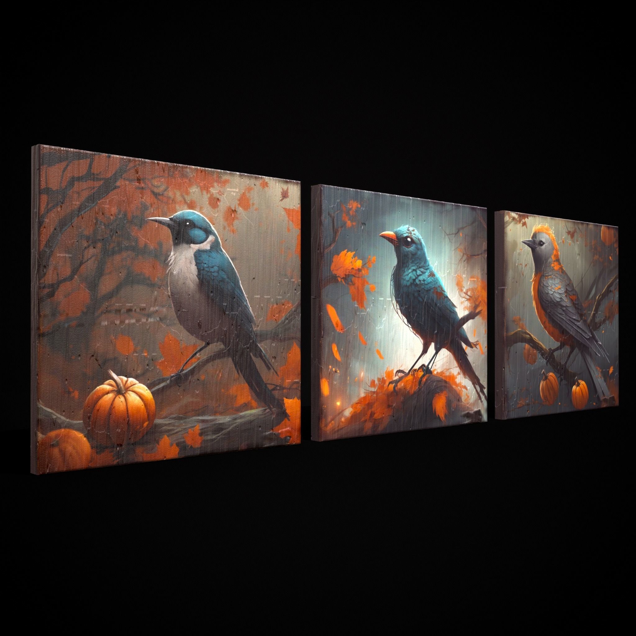 Halloween Bird Paintings Pack Three 3D Model Collection_17