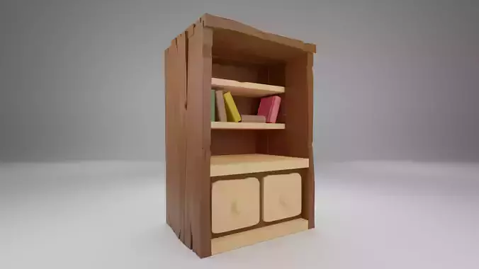 Wooden Bookshelf 3D print model