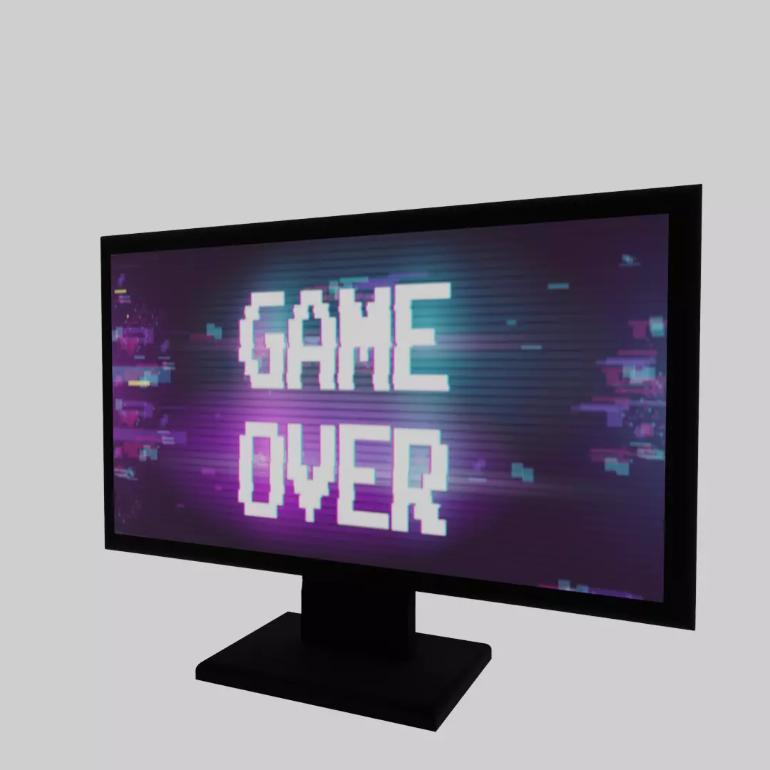 Game over screen animated Low-poly 3D model