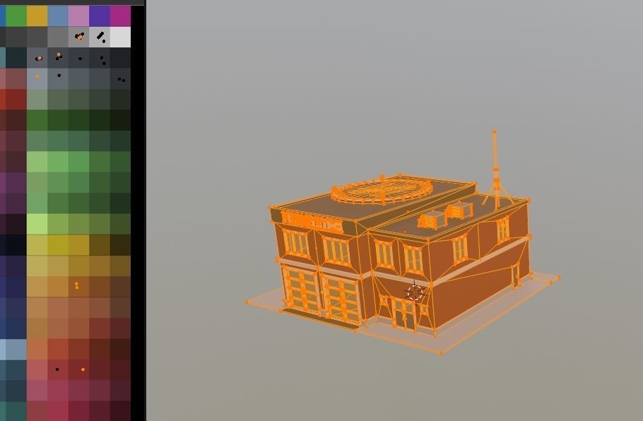 Fire station city building Low-poly 3D model_8