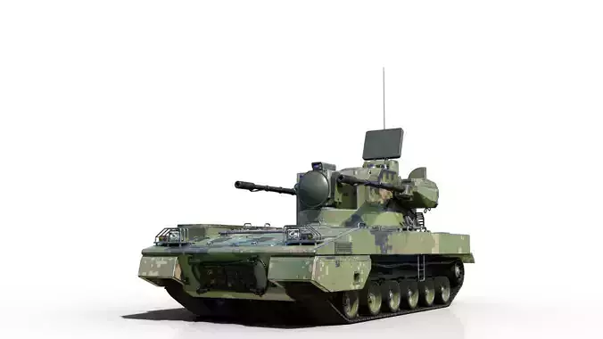 PBR Chinese PGZ-09 Self Propelled Anti Aircraft SPAAG Low-poly 3D model