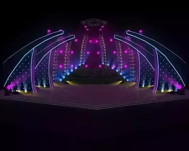 Stage with neon lights 3D model