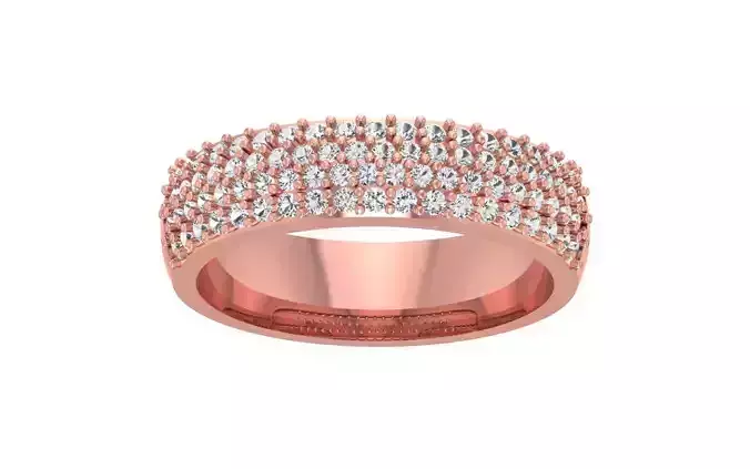 Five Row Round Diamond Women Wedding Band 3dm STL OBJ FBX Render