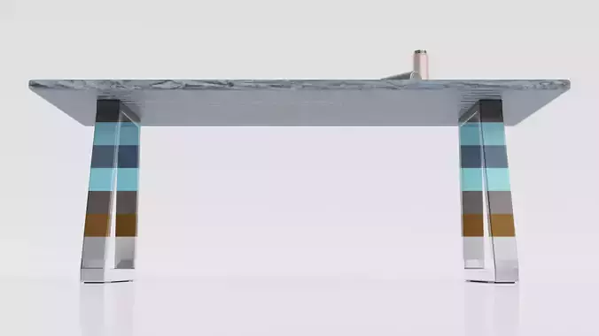 Light Blue Wooden Table With Steel Legs