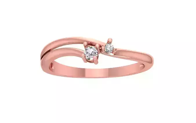 Two Round Stone Minimalist Women Wedding Band 3dm STL OBJ FBX 