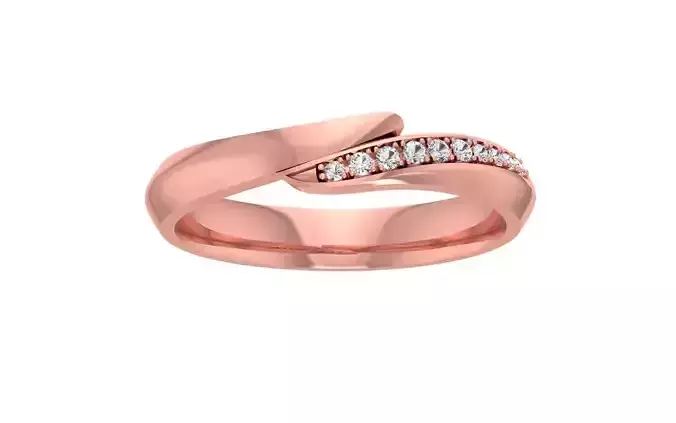 Round Diamond Women Wedding Band 3dm STL OBJ FBX Render Details